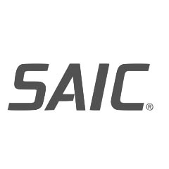 SAIC logo, featuring bold letters in a modern font. This graphic represents the company’s branding and identity.